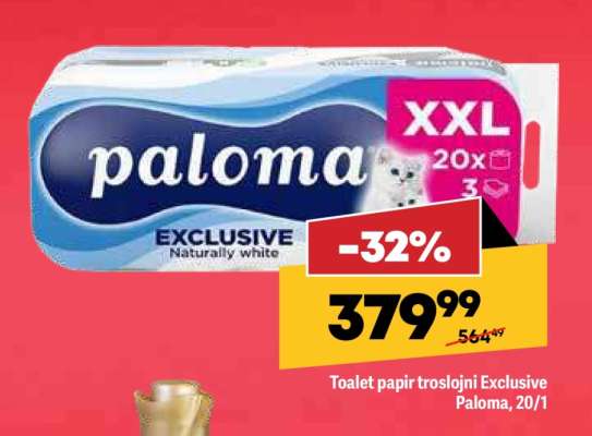 Toalet papir troslojni Exclusive Paloma, 20/1