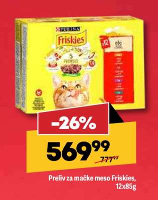 Preliv za mačke meso Friskies, 12x85g
