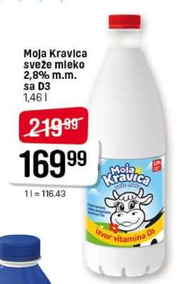 Moja Kravica sveže mleko 2,8% m.m. sa D3