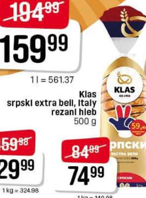 Klas srpski extra bell, Italy rezanI hleb