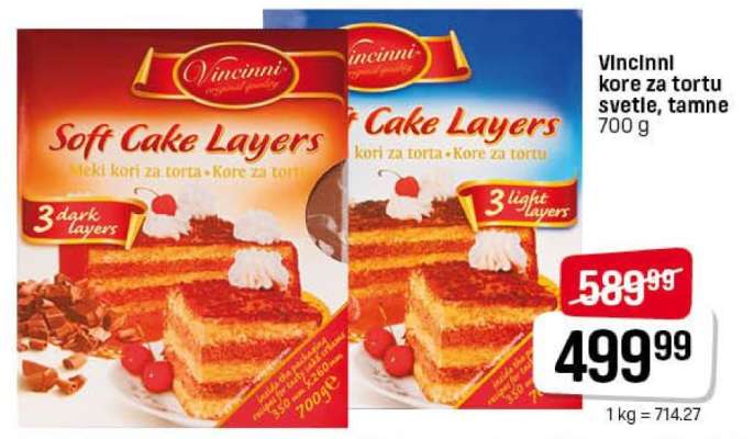 Vincinni kore za tortu svetle, tamne