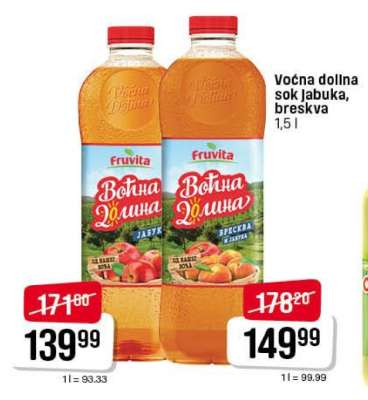 Voćna dolina sok jabuka, breskva