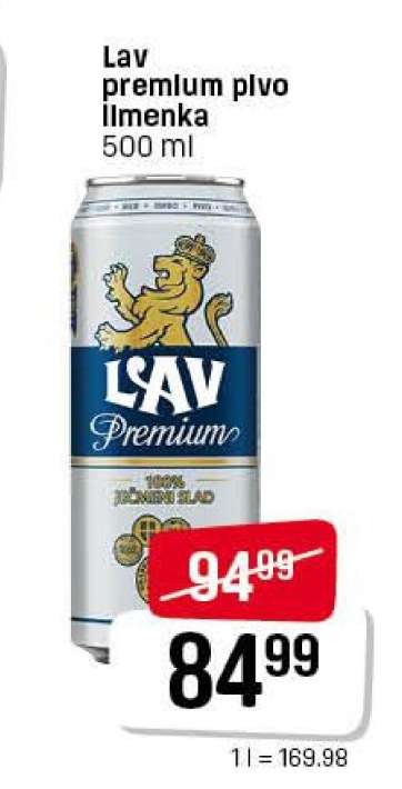 Lav premium pivo limenka 500 ml