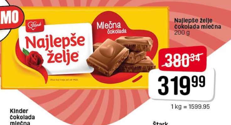NAJLEPŠE ŽELJE ČOKOLADA mlečna