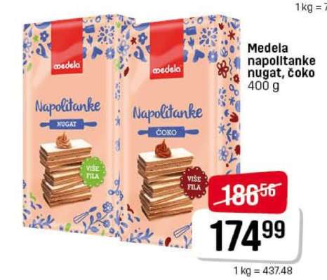 Medela napolitanke nugat, čoko