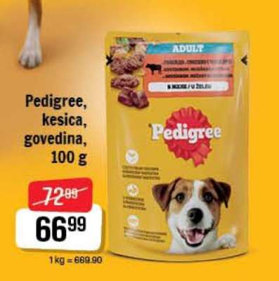 Pedigree, kesica, govedina, 100 g