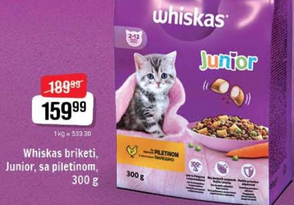 Whiskas briketi, Junior, sa piletinom