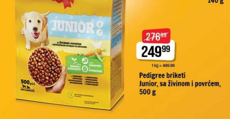 Pedigree briketi Junior, sa živinim i povrćem, 500 g