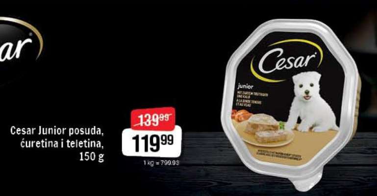 Cesar Junior posuda, ćuretina i teletina, 150 g