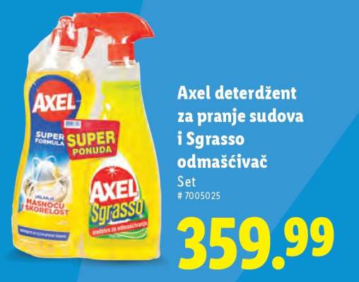 Axel Deterdžent za pranje sudova i Sgrasso odmašćivač