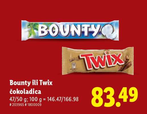 Bounty ili Twix čokoladica