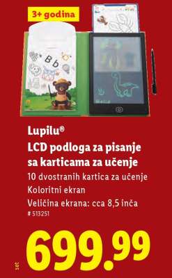 Lupilu LCD podloga za pisanje sa karticama za učenje