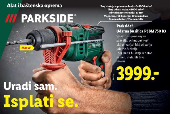 Parkside Udarna bušilica PSBM 750 B3