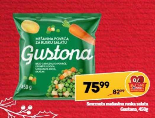 Smrznuta mešavina ruska salata Gustona, 450g