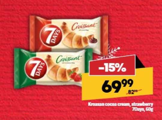 Kroasan cocoa cream, strawberry 7Days, 60g