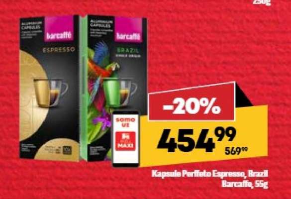 Kapsule Perfetto Espresso, Brazil Barcaffe, 55g