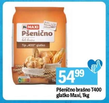 Pšenično brašno T400 glatko Maxi 1kg
