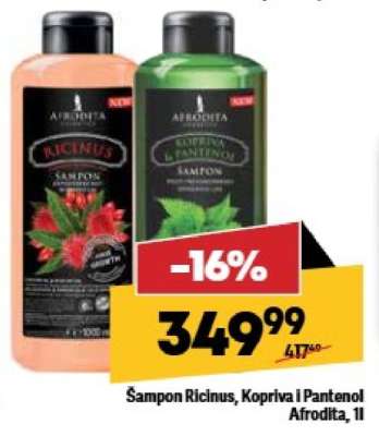 Šampon Ricinus, Kopriva i Pantenol Afrodita, 1l