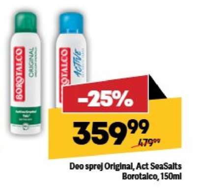 Deo sprej Original, Act SeaSalts, Borotalco, 150ml