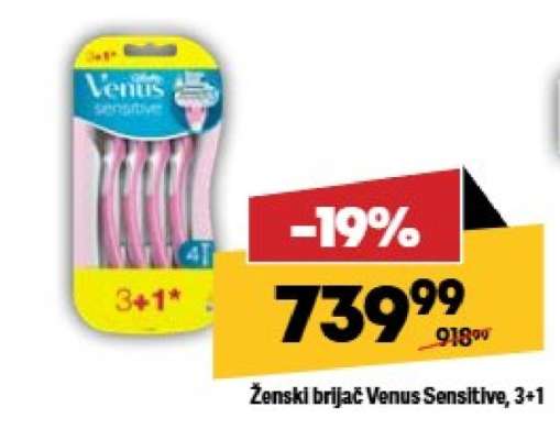 Ženski brijač Venus Sensitive, 3+1