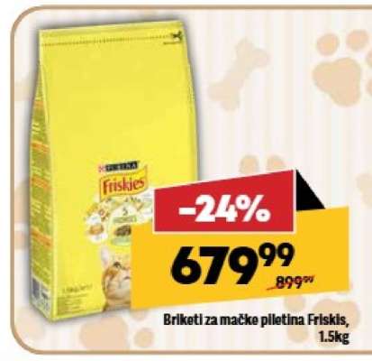 Briketi za mačke piletina Friskis, 1.5kg
