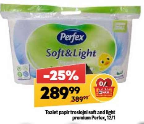 Toalet papir troslojni soft and light premium Perfex, 12/1