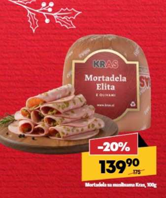 Mortadela sa maslinama Kras, 100g