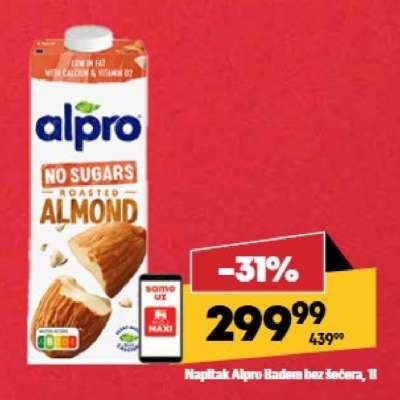 Napitak Alpro badem bez šećera 1l