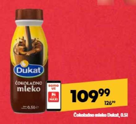 Čokoladno mleko Dukat, 0.5l