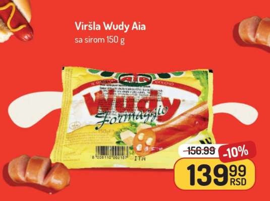 Viršla Wudy Aia sa sirom 150 g
