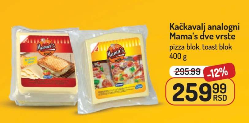 Kačkavalj analogni Mama's dve vrste