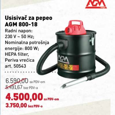 Usisivač za pepeo AGM 800-18