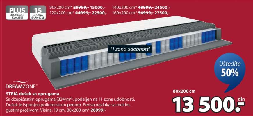 DREAMZONE STRIA dušek sa oprugama