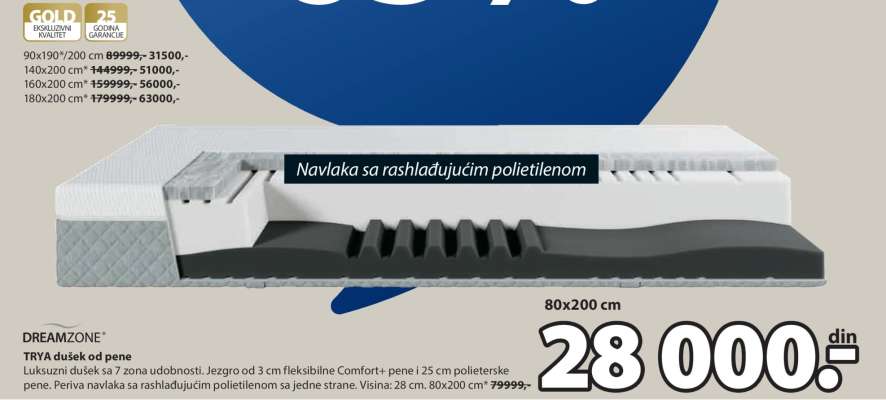 DREAMZONE™ TRYF dušek od pene