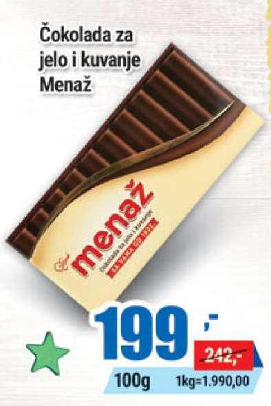 Čokolada za jelo i kuvanje Menaž