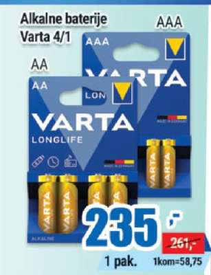 Alkalne baterije Varta 4/1