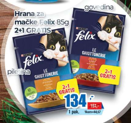 Hrana za mačke Felix 85g 2+1 GRATIS