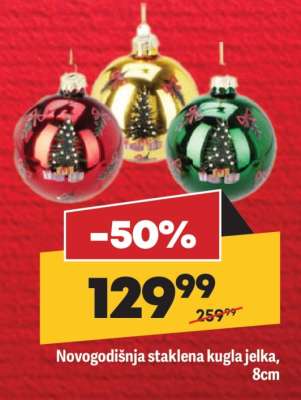 Novogodišnja staklena kugla jelka, 8cm