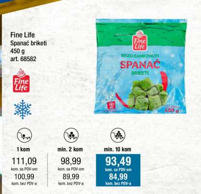 Fine Life Spanać briketi 450 g