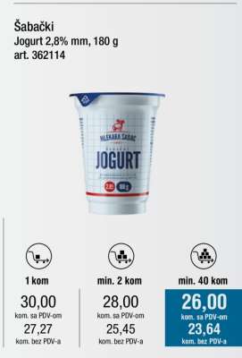 Šabački Jogurt 2,8% mm, 180 g