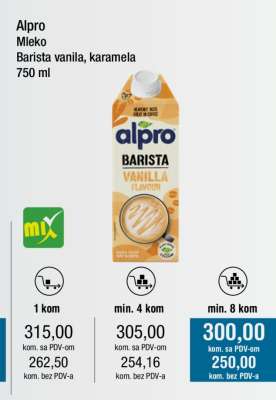 Alpro Mleko Barista vanila, karamela