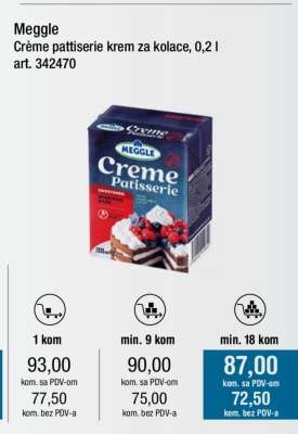 Meggle Crème patisserie krem za kolace, 0,2 l