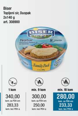 Biser Topljeni sir, Duopak