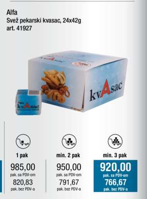 Alfa Svež pekarski kvasac, 24x42g