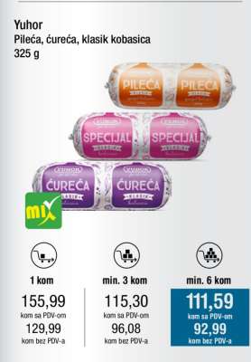 Yuhor Pileća, ćureća, klasik kobasica