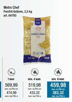 Metro Chef Pomfrit 6x6mm, 2.5 kg