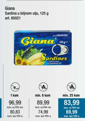 Giana Sardina u biljnom ulju, 125 g