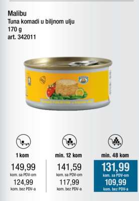 Malibu Tuna komadi u biljnom ulju