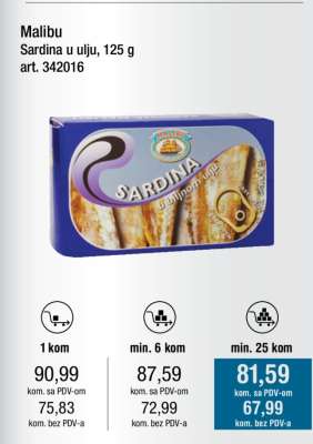 Malibu Sardina u ulju, 125 g