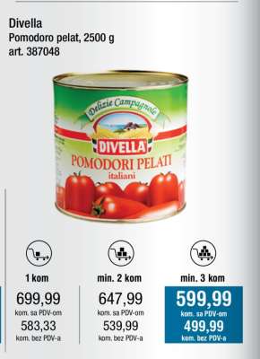 Divella Pomodoro pelat, 2500 g